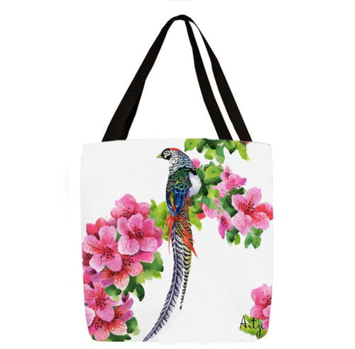 Tropical Birds with Flowers Tote - Artzi Prints