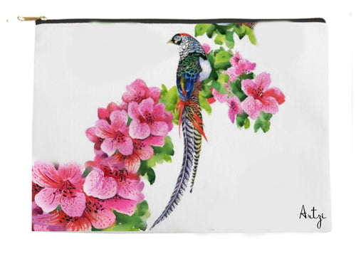 Tropical Birds with Flowers Pouch - Artzi Prints