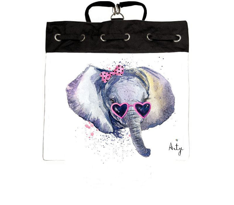 Pink Bow Elephant Backpack - Artzi Prints