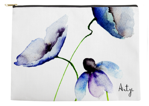 Blue  Flowers Pouch - Artzi Prints